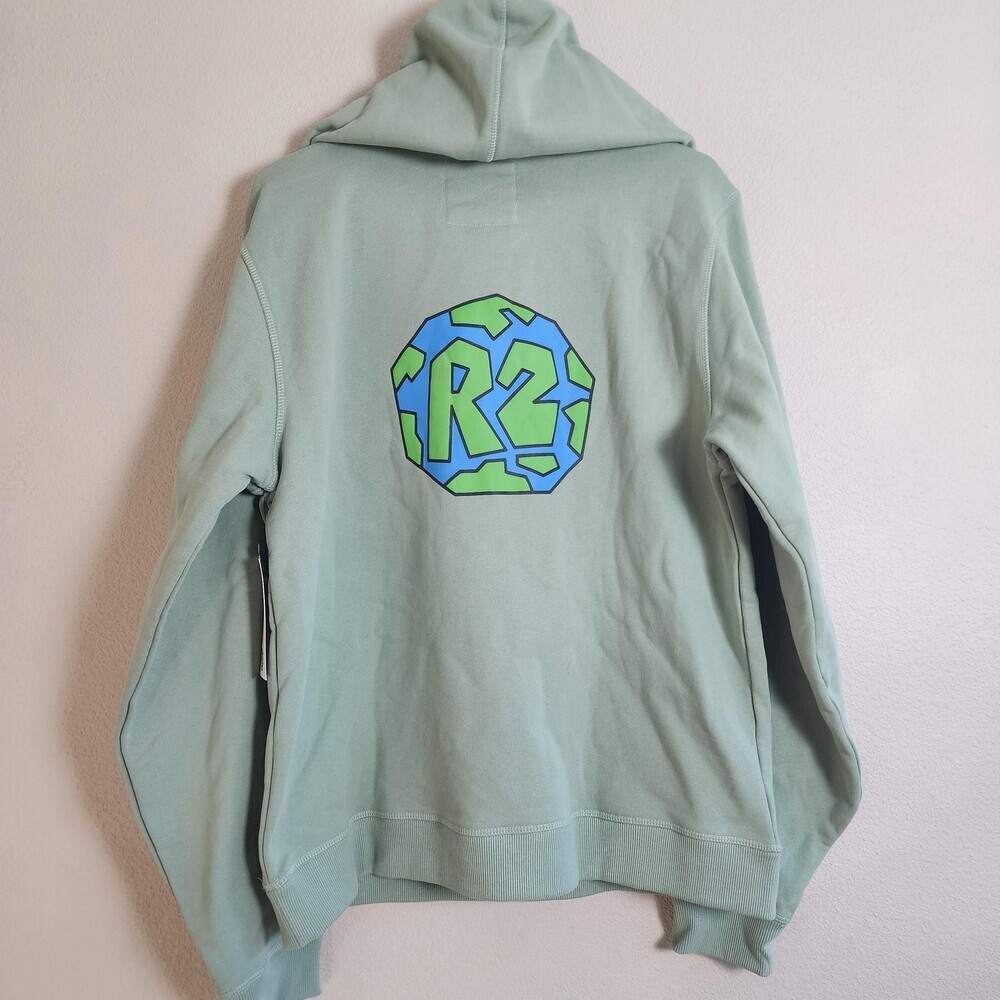 Round Two Hoodie Sweatshirt Mens Small Green Pullover R2 Logo Graphic Cotton - Picture 9 of 12